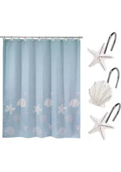 Wholesale 💯 Avanti Sequin Shells Shower Curtain-Hooks Set 😀