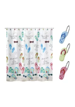Brand new 😀 Avanti Beach Mode Shower Curtain-Hooks Set 🎉