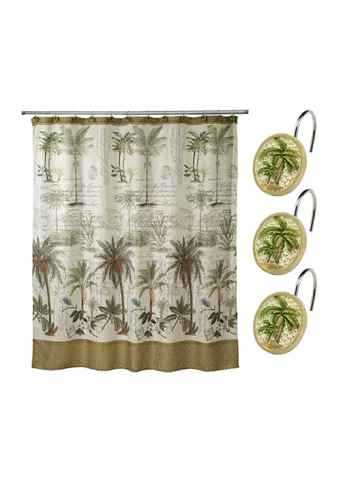 Cheapest ๐งจ Avanti Colony Palm Shower Curtain-Hooks Set ๐ 2 Cheapest ๐งจ Avanti Colony Palm Shower Curtain-Hooks Set ๐ - Image 2