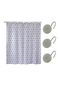 Deals 💯 Avanti Dotted Circles Shower Curtain-Hooks Set ✨