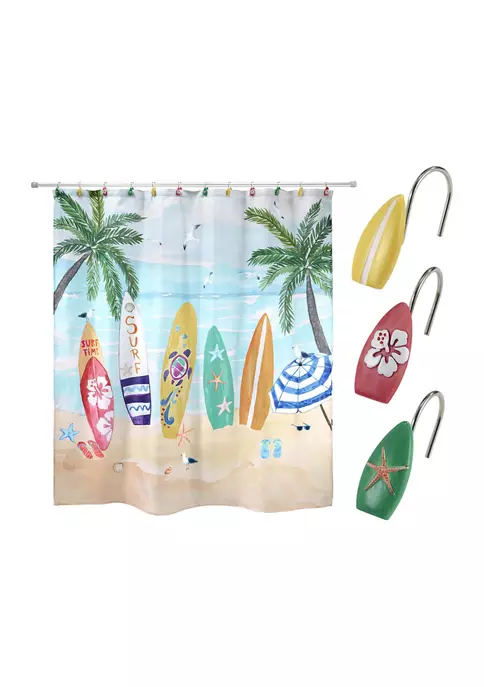 Cheap ✨ Avanti Surf Time 13pc Shower Curtain and Hooks Set 👏 2 Cheap ✨ Avanti Surf Time 13pc Shower Curtain and Hooks Set 👏 - Image 2