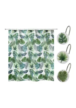 Outlet 🎉 Avanti Viva Palm 13pc Shower Curtain and Hooks Set ✨