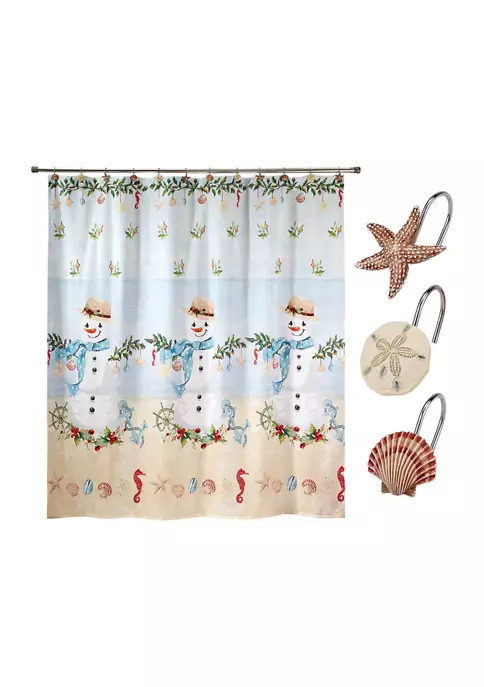 Brand new โ Avanti Coastal Snowman Shower Curtain and Hooks Set ๐งจ 1 Brand new โ Avanti Coastal Snowman Shower Curtain and Hooks Set ๐งจ