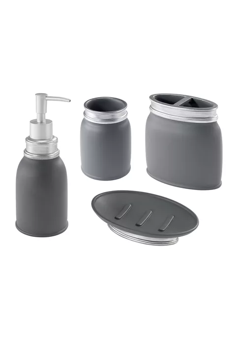 New 🎁 Avanti Memphis Gray 4-Piece Bath Accessory Kit ✨ 1 New 🎁 Avanti Memphis Gray 4-Piece Bath Accessory Kit ✨