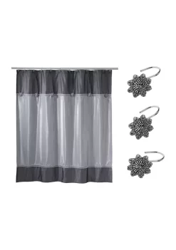 Wholesale ⭐ Avanti Braided Medallion Shower Curtain-Hooks Set 👏