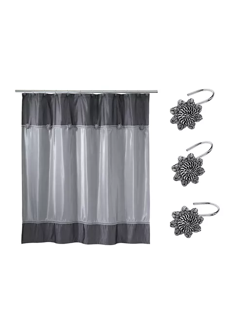 Wholesale ⭐ Avanti Braided Medallion Shower Curtain-Hooks Set 👏 1 Wholesale ⭐ Avanti Braided Medallion Shower Curtain-Hooks Set 👏